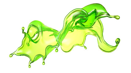 A beautiful green liquid splash. 3d illustration, 3d rendering.