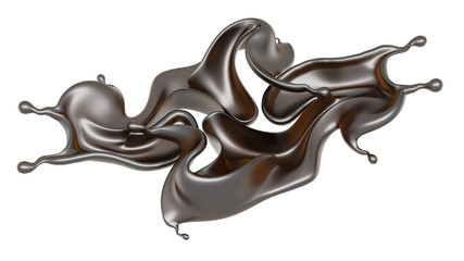 Splash of dark liquid. 3d illustration, 3d rendering.