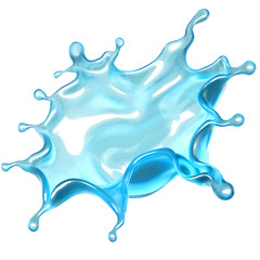 Beautiful blue water splash. 3d illustration, 3d rendering.