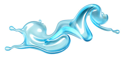 Beautiful blue water splash. 3d illustration, 3d rendering.