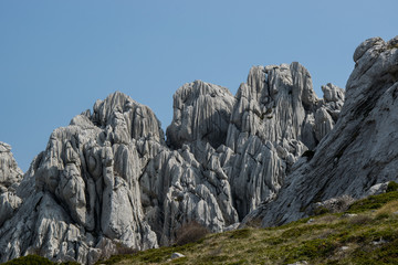Tulove grede are extraordinary karst phenomena within the Southern Velebit Mountain, Croatia. They are among highest natural rock pillars. Site of Winnetou filming.