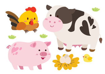 Obraz premium cute happy animals farm collection