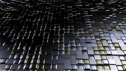 Obraz premium Golden black metallic background with hexagons. 3d illustration, 3d rendering.