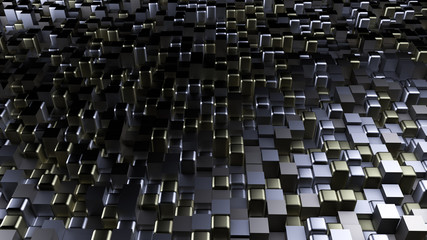 Golden black metallic background with hexagons. 3d illustration, 3d rendering.