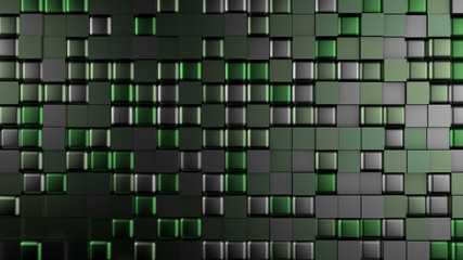 Fototapeta premium Green black metallic background with hexagons. 3d illustration, 3d rendering.