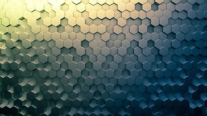 black metal background with hexagons. 3d illustration, 3d rendering.