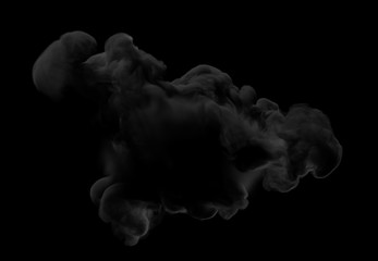 Black smoke on a dark background. 3d illustration, 3d rendering.