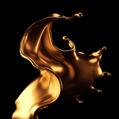 Luxury beautiful gold splash. 3d illustration, 3d rendering.