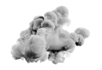 Light gray smoke on a white background. 3d illustration, 3d rendering.
