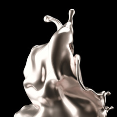 Luxurious splash of silver. 3d illustration, 3d rendering.