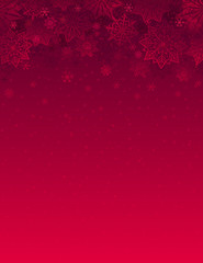 Red christmas background with snowflakes and stars, vector illustration