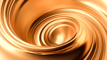 Luxury beautiful splash of gold flow. 3d illustration, 3d rendering.