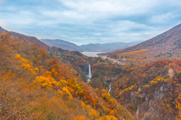 View from Akechidaira view point in Nikko, Japan. Tourist can go to this point by Akechidaira Ropeway