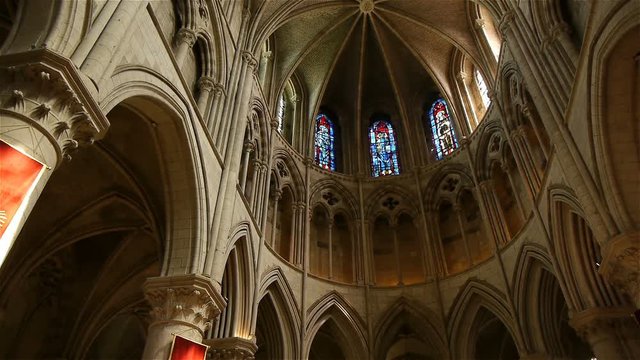 Cathedral interior in Lisieux, Normandy France, PAN