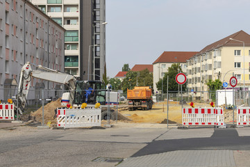 Straße in einer deutschen Stadt wird erneuert
