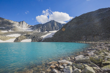 Upper Akchan lake. Mountain Altai landscape