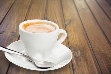 Black coffee in white cup isolated on  background