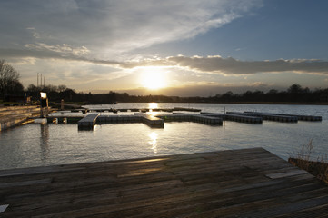 Fototapeta premium Bootanleger am Abend