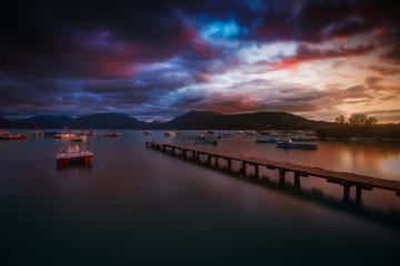 Obraz premium sunset sur annecy