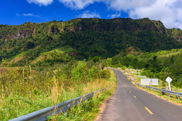 Asphalt road to mountain and landscape countryside.