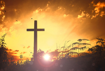 Salvation concept: The Cross symbol of Jesus Christ and church of God