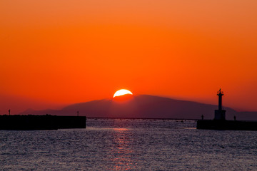 夕暮れの海