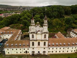 Fototapeta premium Aerial view frome drone to monastery of the Fathers of Basilian in Buchach, Ukraine