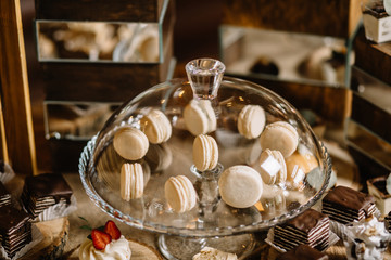 Candy Bar. Delicious sweet buffet with cupcakes. 
