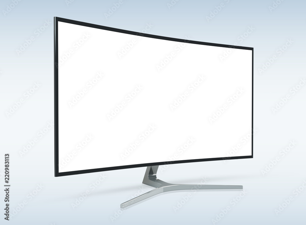 Poster Side view of curved monitor computer 3D rendering