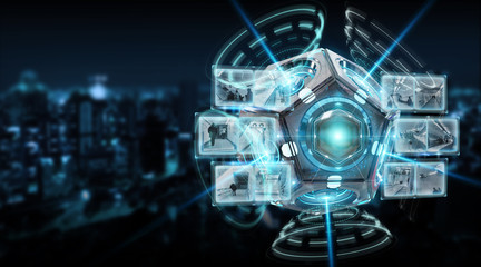 Futuristic drone security camera illustration 3D rendering