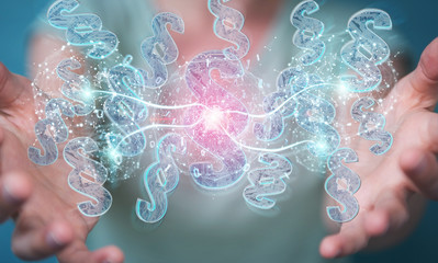 Businesswoman using 3D rendering digital paragraph law symbol