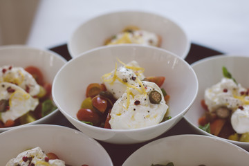 luxurious cuisine starter with buratta tomato lemon and jalapeno soft filter delicious food