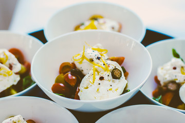 luxurious cuisine starter with buratta tomato lemon and jalapeno soft filter delicious food