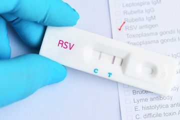 RSV positive test result by using rapid test cassette, diagnosis for respiratory disease
