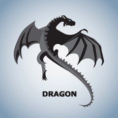 Dragon. Mythical animal. Flying dragon. Design for printing on paper or textiles.