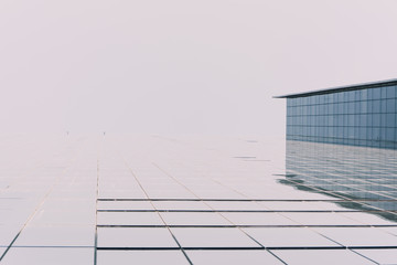 low angle view of skyscrapers Business Office with blue sky, Corporate building in city.