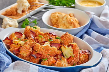 delicious baked in oven Breaded cauliflower