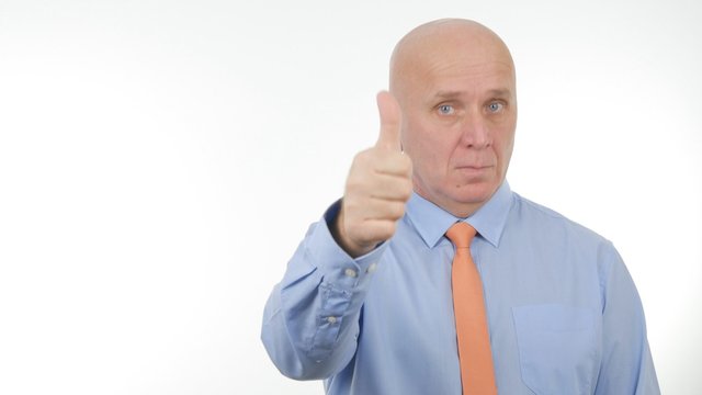 Serious Businessman Image Make Thumbs Up Hand Gestures