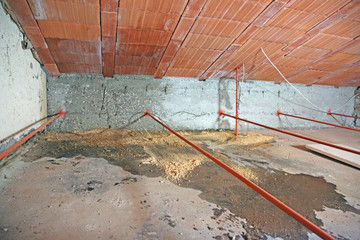 damp attic with serious problems of humidity and infiltrations f