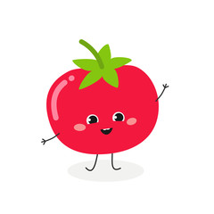 Vector illustration of merry cartoon tomato