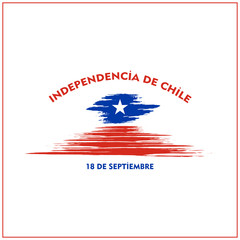 Chile Independence Day 18 September Celebration Card. Red and Blue flag stripe with star celebration background Illustration
