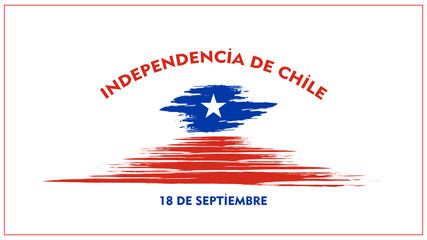 Chile Independence Day 18 September Celebration Card. Red and Blue flag stripe with star celebration background Illustration