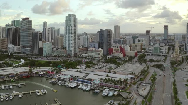 Wide aerial Miami Downtown