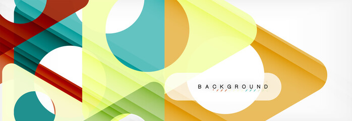 Obraz premium Geometric background, circles and triangles shapes banner. Illustration for business brochure or flyer, presentation and web design layout