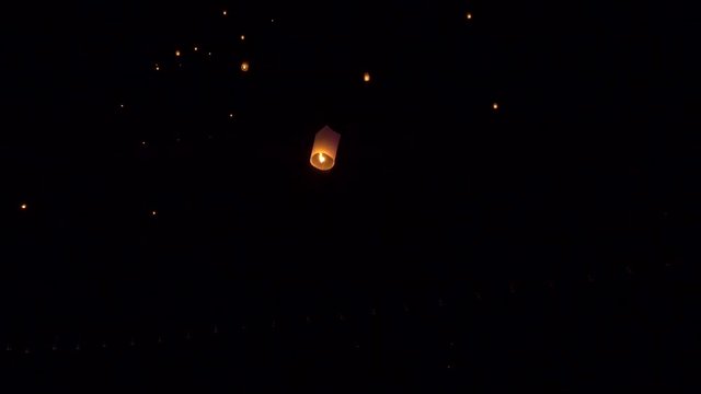 Floating lanterns during Yi Peng Festival in Chiang Mai, Thailand
