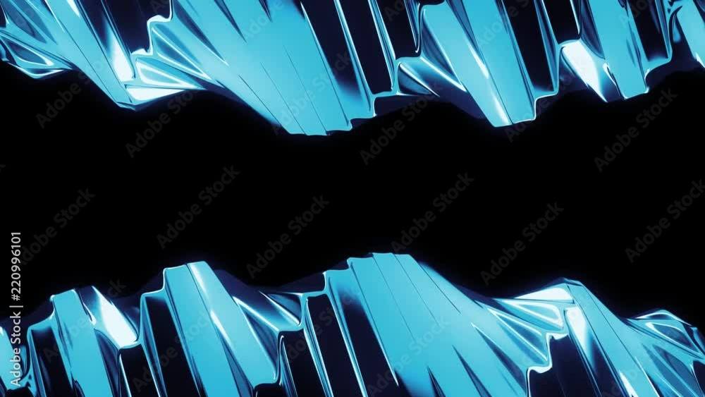 Poster 3d render abstract background with twisted metallic shape. complex distortion of geometry. reflectiv