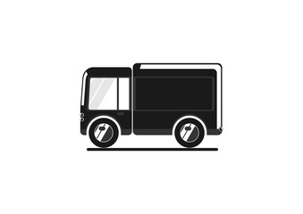 Truck icon. Simplified vehicle for infographics. Flat vector.