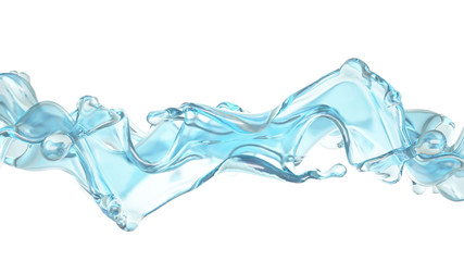 A blue splash of water. 3d illustration, 3d rendering.