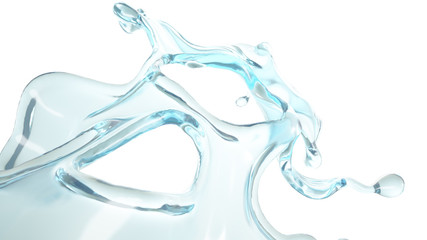 A blue splash of water. 3d illustration, 3d rendering.