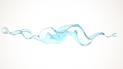 A blue splash of water. 3d illustration, 3d rendering.